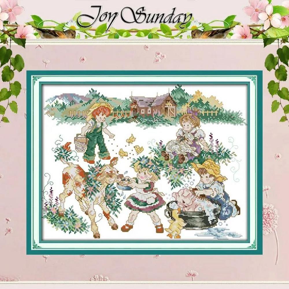 컨트리 라이프 패턴 카운트 크로스 스탬프 키트 자수 바느질 공예 1개 4 16CT picture printed