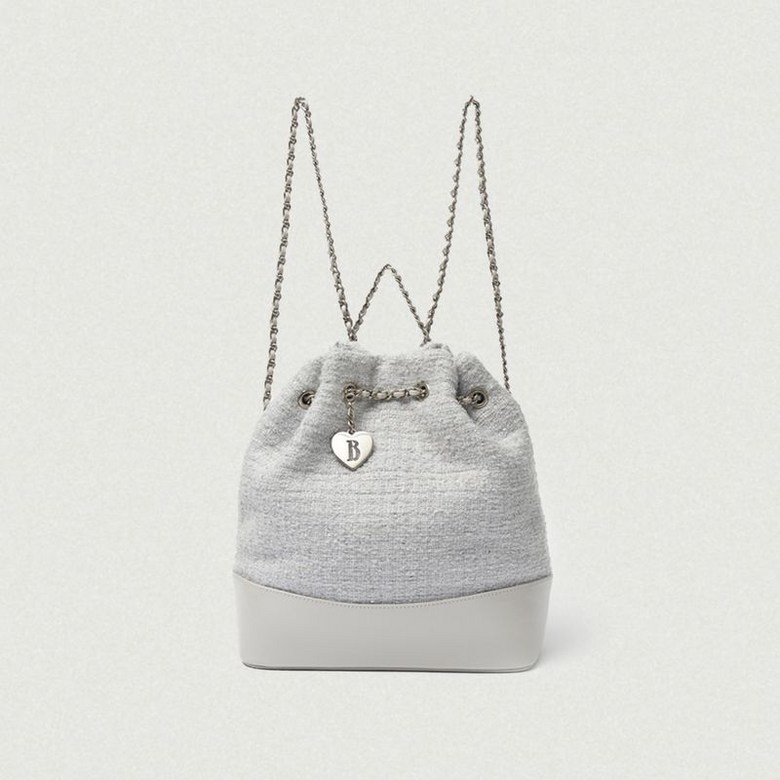 더바넷 Tweed Drawstring Chain Backpack Mint