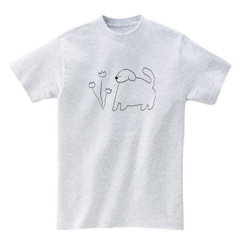 어썸어스 Puppy sniffing flowers T-SHIRTS