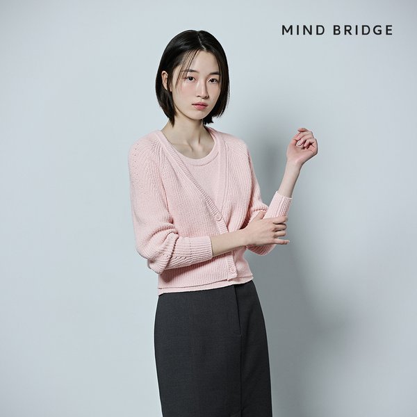 마인드브릿지 마인드브릿지 홀터넥 슬리브리스 가디건 세트 055 PK