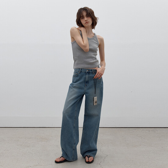코어드 4차 기장선택 Wearable loose denim middle short L