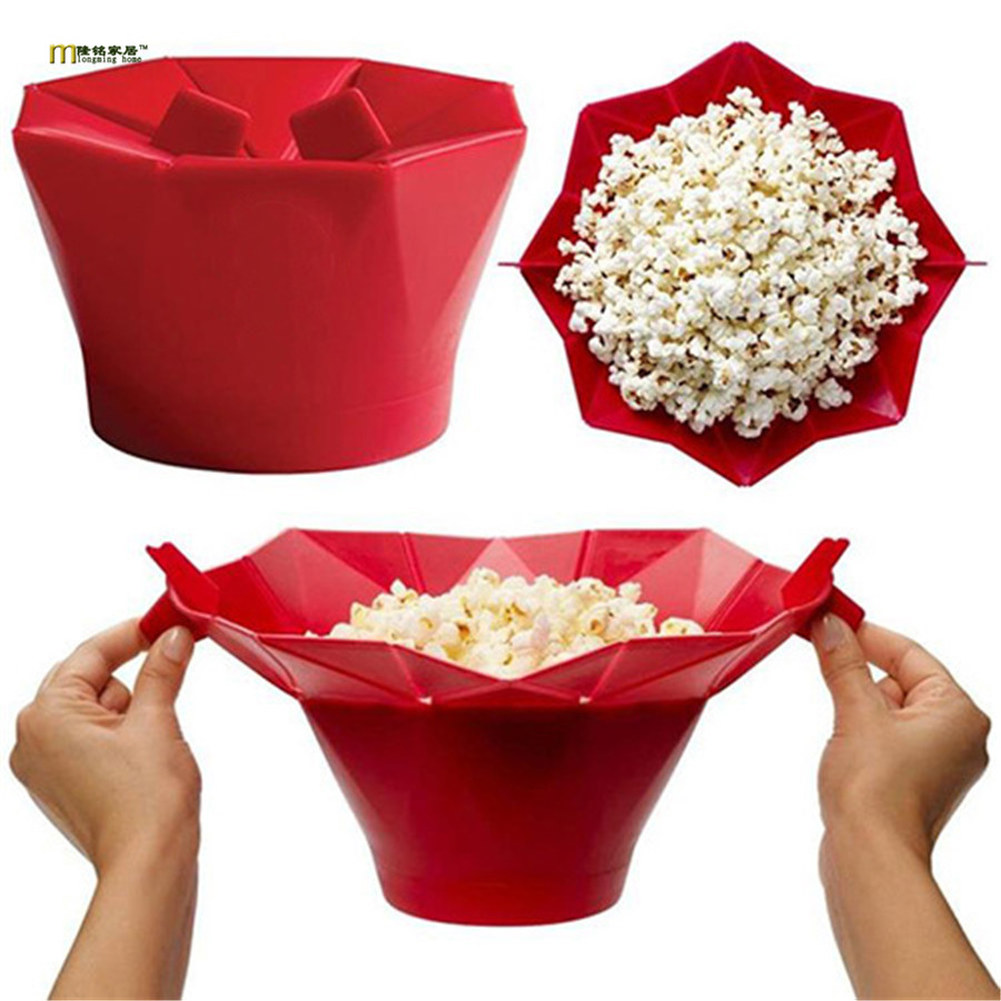 접이식 실리콘 팝콘 그릇 주방 도구 DIY 양동이 제조기 전자 레인지