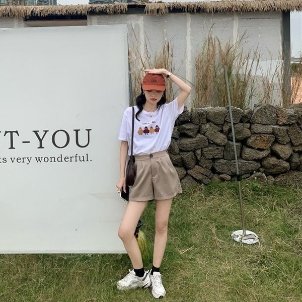 오노마 ONM 여자 3컬러 여름 박시핏 라운드넥 ACDC 반팔티셔츠