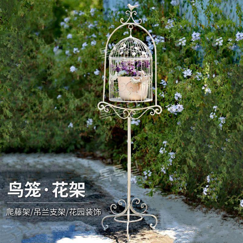 스탠드 화분 장식 새장 받침대 정원 베란다 소품 레트로 오프화이트