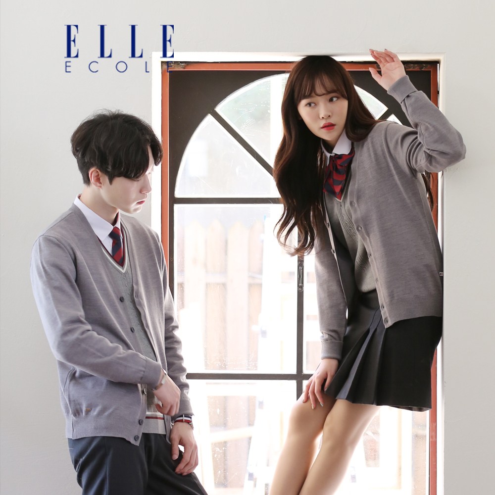 ELLE ecole 엘르 울WOOL 블렌디드 봄 가을 겨울 멋과 보온성을 지켜주는가디건 남성여성 학생부터 어른 단체복 다양한사이즈 85 120까지 120
