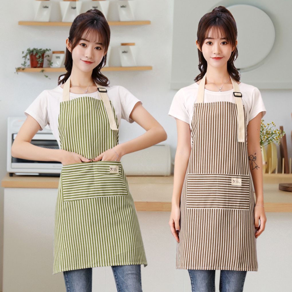 가정용 작업용 스트라이프 앞치마 방수 크로스백 포켓 면혼방 조절끈 손쉽게세탁 요리 베이킹