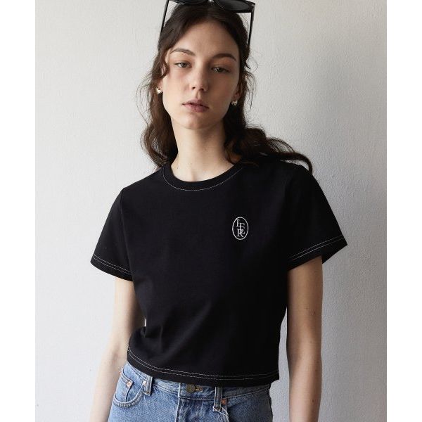 잇터 ITER CLASSIC LOGO EMBROIDERY CROP T-SHIRT BLA 565565