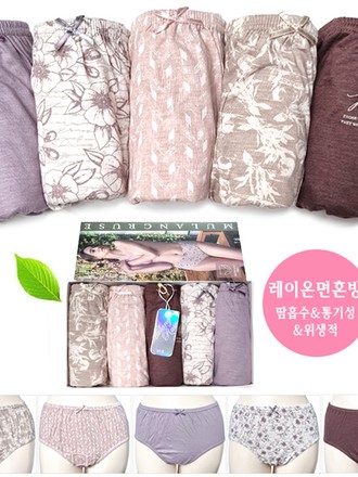 제이투와이 할머니삼각팬티 5종세트 메모리 레이온면 맥시팬티