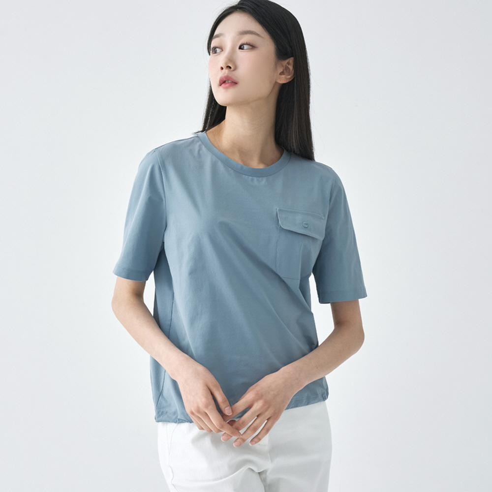 지센 지센 여성 에센셜 트리코트 포켓 라운드 반팔 티셔츠 2컬러 105 LSTSO480