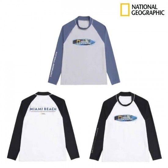 내셔널지오그래픽 NATIONALGEOGRAPHIC 남성 기본핏 컨셉아트웍 긴팔 배색 래쉬가드 1874280 N222MRG410