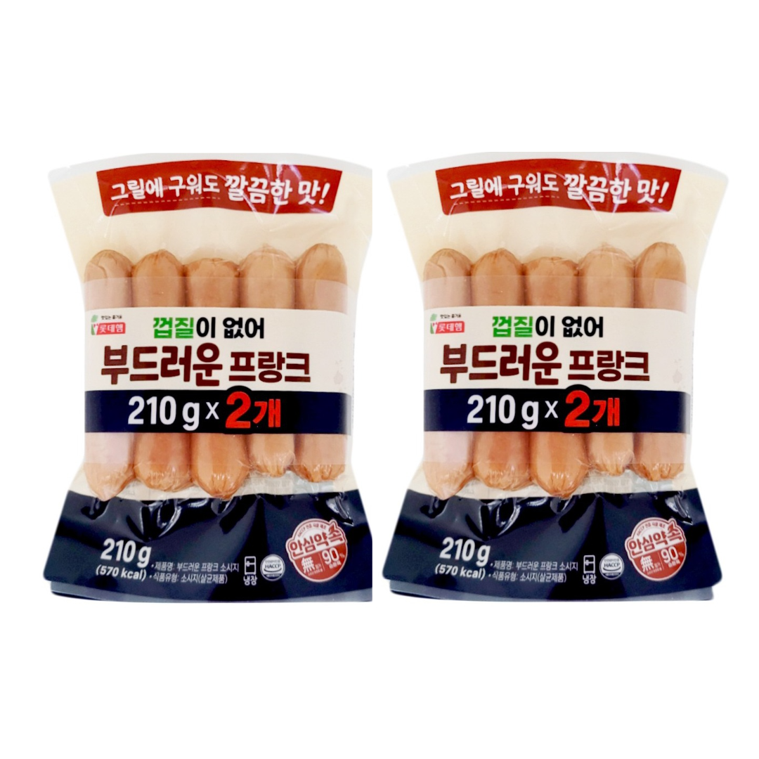 롯데웰푸드 롯데햄 롯데햄 엔네이처 부드러운 프랑크 소시지 210gx2개 x2개 냉장