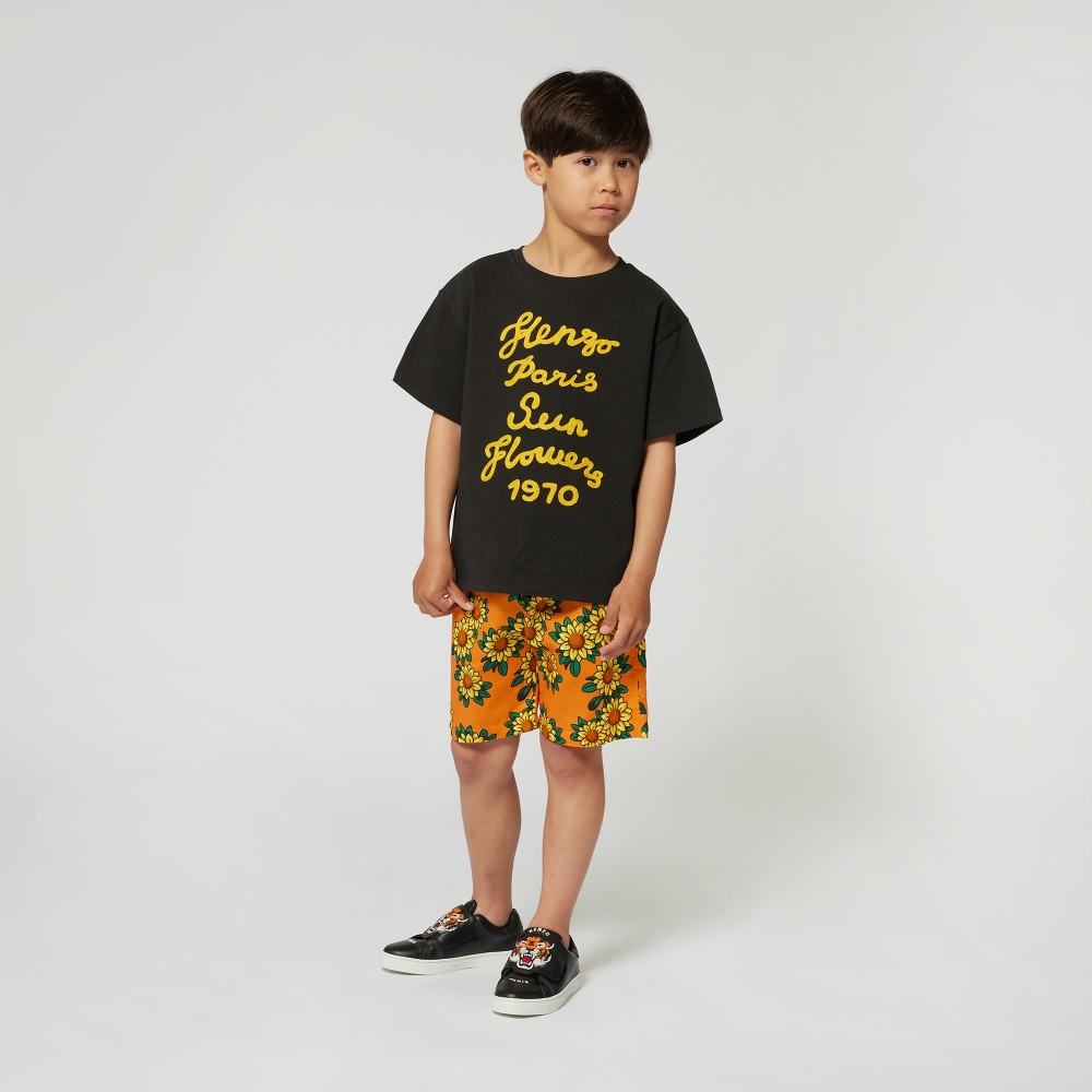 겐조키즈 SUN FLOWER 겐조 썬플라워 레터링 블랙티셔츠 겐조키즈 Z255AFT411