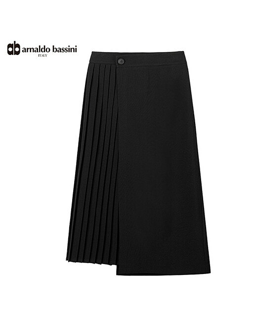 아날도바시니 아날도바시니 플리츠 믹스 랩스커트 S BK AV10SK02M