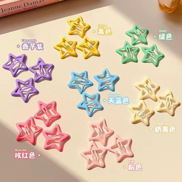 여름 Y2K 스타일 다발린 배열 액세서리 귀여운 컬러풀한 5각 별 헤어핀 여성 사이드뱅크 헤어 클립