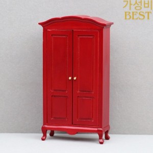 1 12 인형 집 미니어처 빨간 나무 옷장 레트로 캐비닛 침실 가구 장난감 액세서리