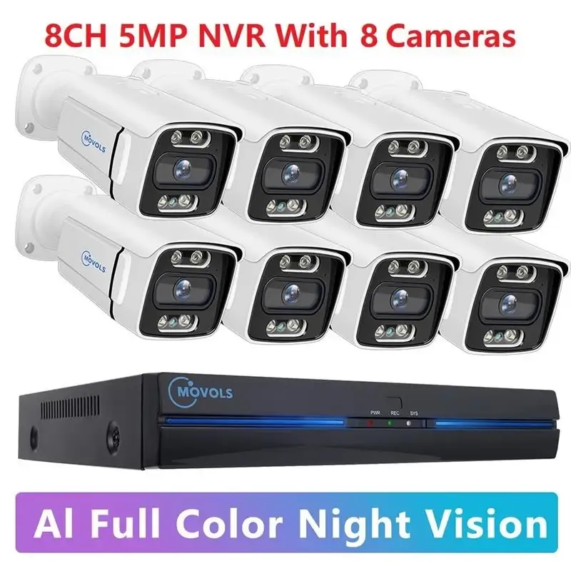 맨 비디오 양방향 CCTV 위 세트 NVR 8CH 5MP 8MP POE H 265 키트 P2P IP 시스템 야외 8CH 8MP With 8 Cam