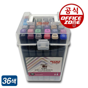 오피스존 오피스존 오피스존 트윈 마카 36색 투명 PP 케이스 드로잉 마카펜 색칠 터치필 디자인 전문가용 마커
