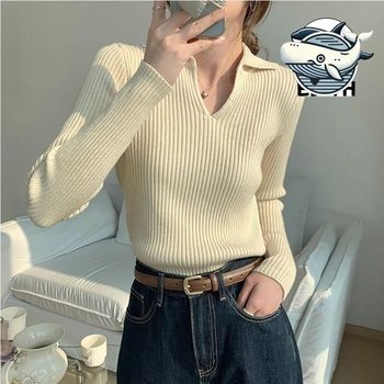 여성 슬림핏 긴팔 니트 티셔츠 데일리 기본핏
