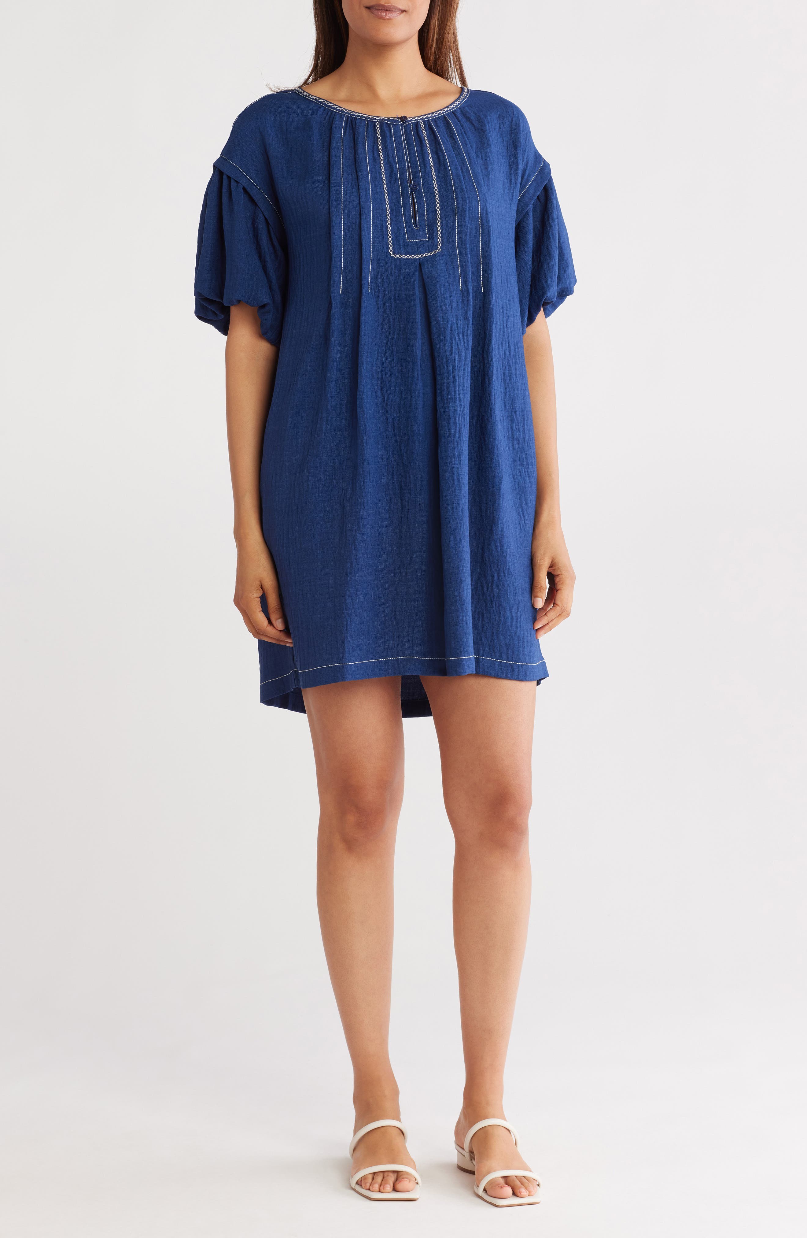 맥스스튜디오 맥스스튜디오 버블 슬리브 미니 원피스 드레스 히터 코발트 Heather Cobalt L 100