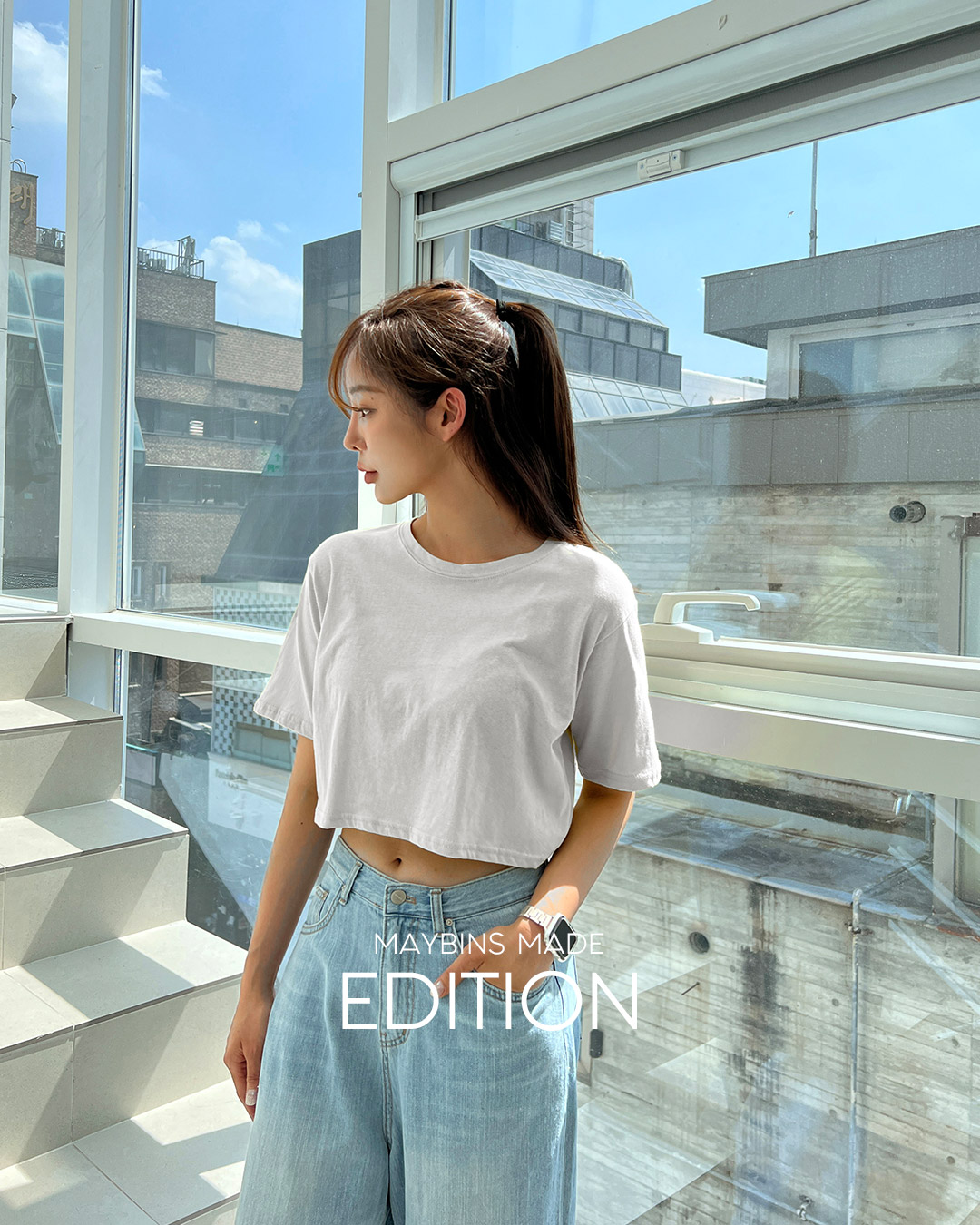 메이빈스 데일리 컬러 크롭 티셔츠