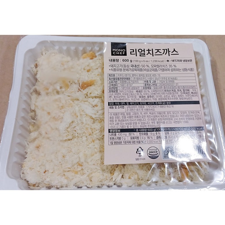 지푸드 모노마트 엘에프푸드 리얼치즈까스 냉동 100g x6개입 600g X10 10개 600g