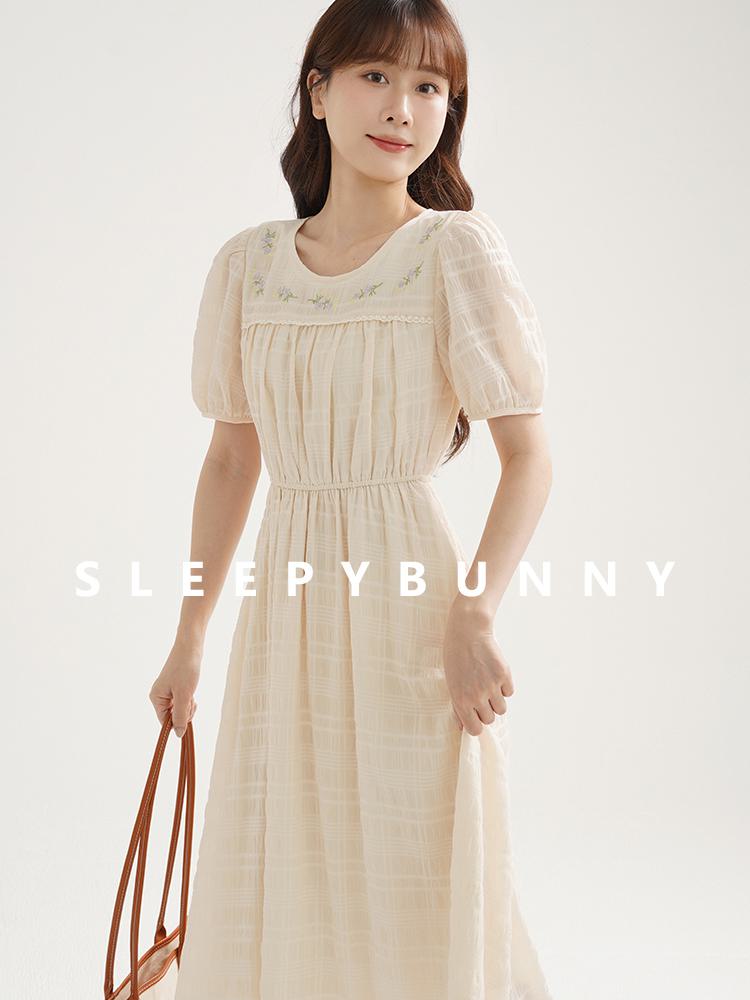 원피스 셔츠 긴 치마 쉬폰 슬리피 중국 슬림 크레페 스타일 단락 토끼 목 둥근 허리 01 살구 02 S