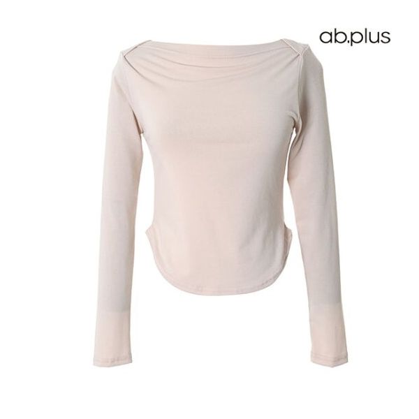에이비플러스 ab plus 보트넥 슬림 라인 디테일 티셔츠 LSY5MK31A