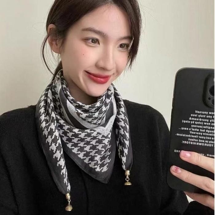 매력적인 엘레강스 패션아이템 멋진 마그네틱 스카프 미니 머플러 꽃무늬 여성 봄 실크 가을