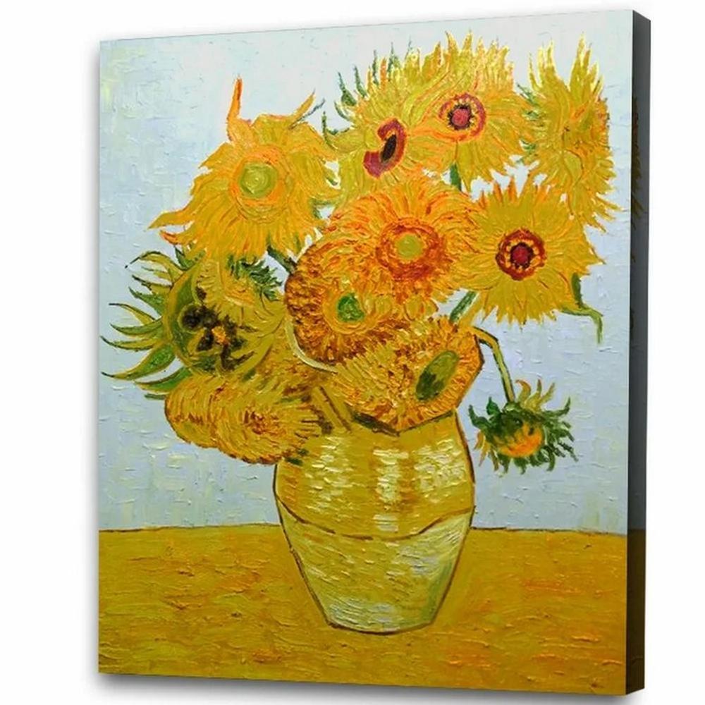 수제 유화 복제 고흐 해바라기 홈 데코 세계적으로 유명한 그림 1개 2 S60x80cm