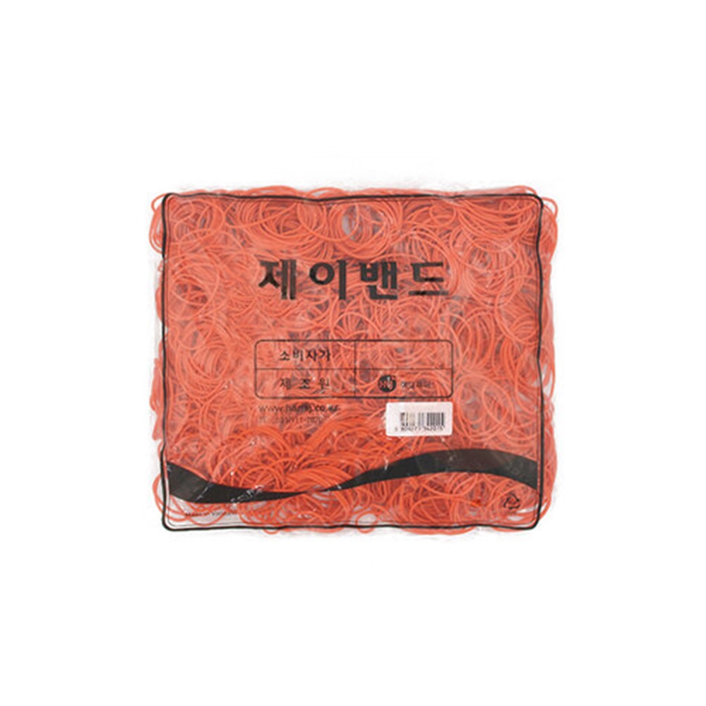 하나제이 고급 칼라밴드 340g 당근색 컬러 고무줄 제이밴드 포장