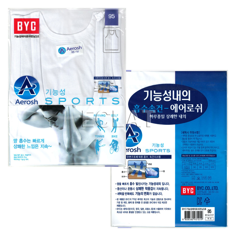 BYC BYC 에어로쉬 남성 민소매 나시 스포츠 런닝 BYA1117
