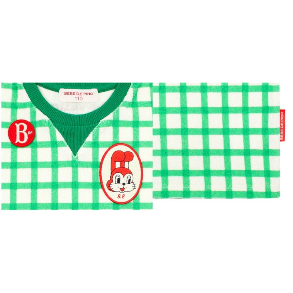 베베드피노 베베드피노메르시 버니 체크 테리 민소매 티셔츠 그린 BP42TR313GN1811675 100
