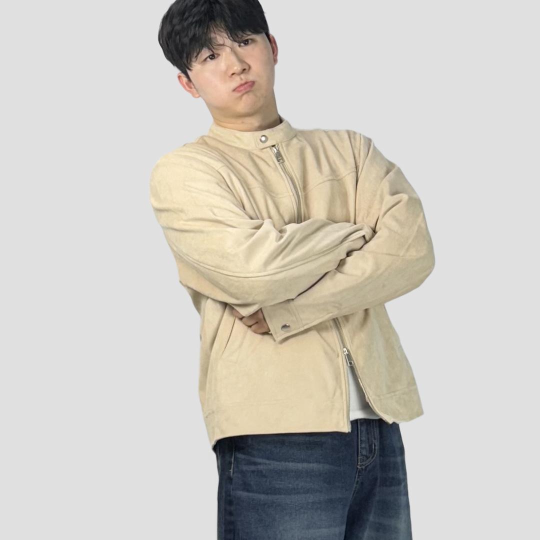 원더원 원더원 봄 가을 바이커 스웨이드 크롭 차이나카라 자켓 4컬러 레이싱 라이더 워크 자켓