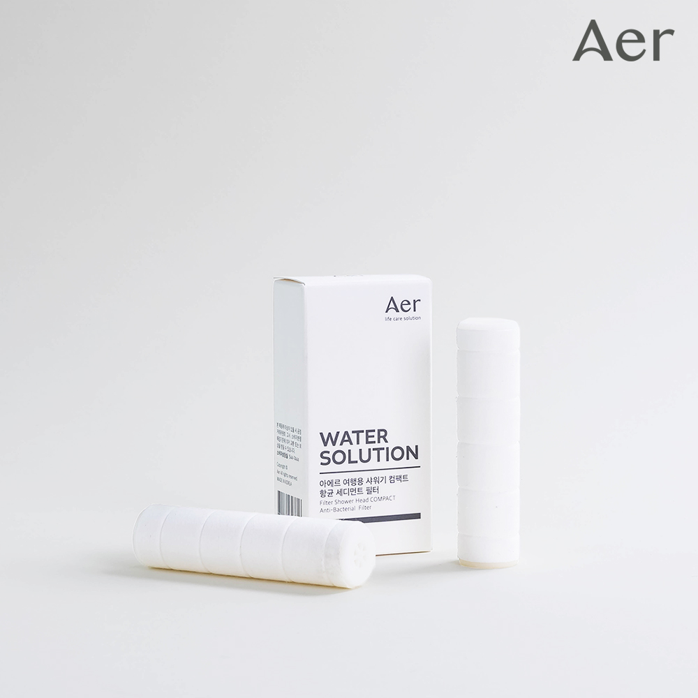 AER set NEW 아에르 워터 솔루션 여행용 휴대용 미니 샤워기 컴팩트 항균세디 여행용 포레스트그린 리필필터 KF-AD-XS
