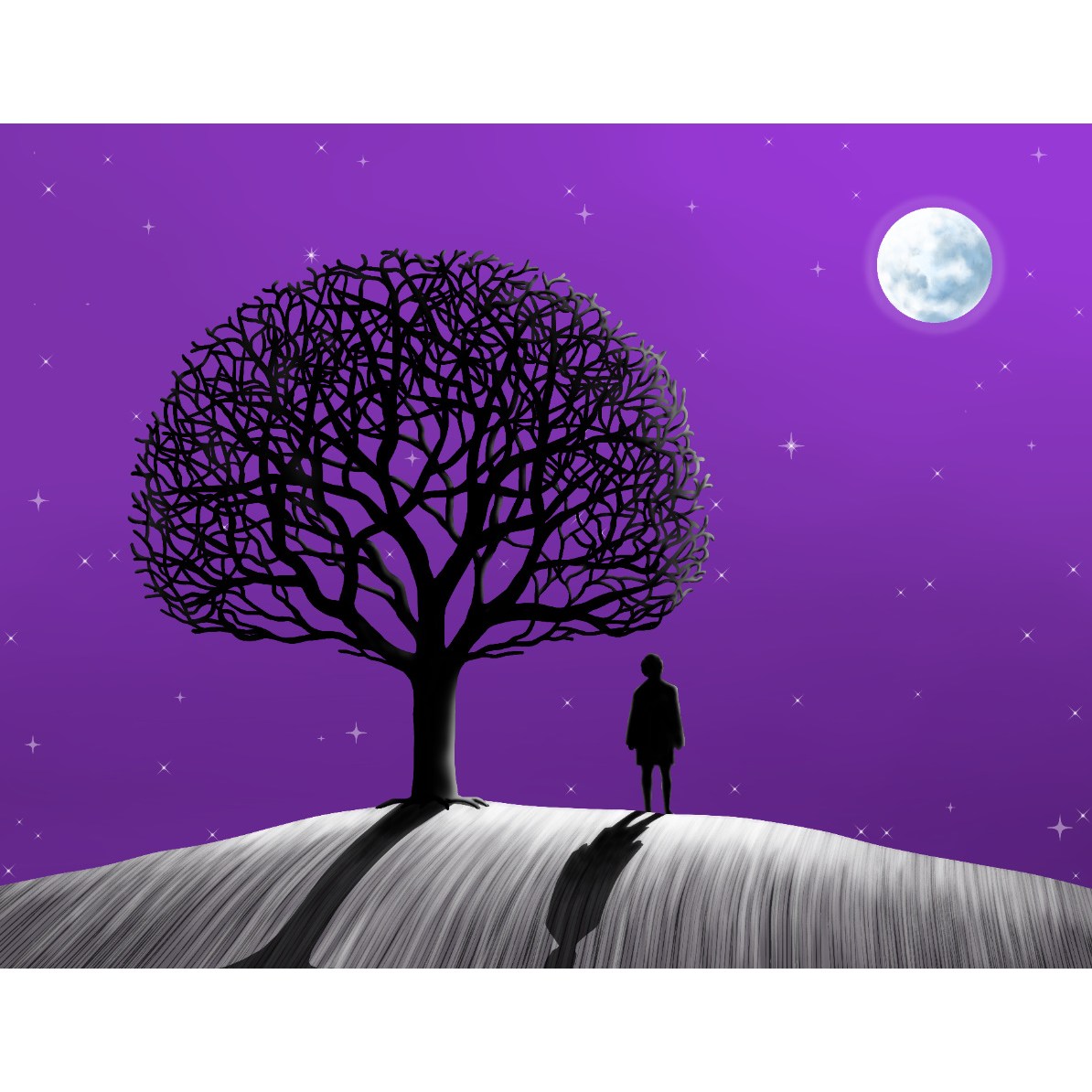 보라빛밤 몽환적인 달 그림 액자 peaceholic 4F 33