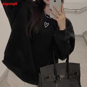 여성용 글롭 하트 오버 루즈 데일리 맨투맨Pigong8