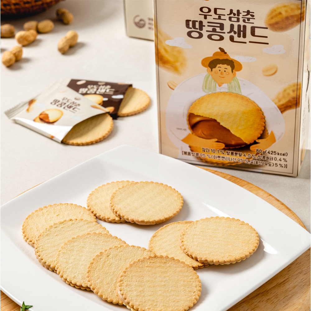 제주 우도삼춘 땅콩샌드 80g 12개입x3박스 과자 간식 기념품 특산품