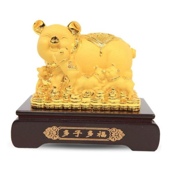 사라코 황금 복돼지 8가족 소 15 x 10 x 황금돼지