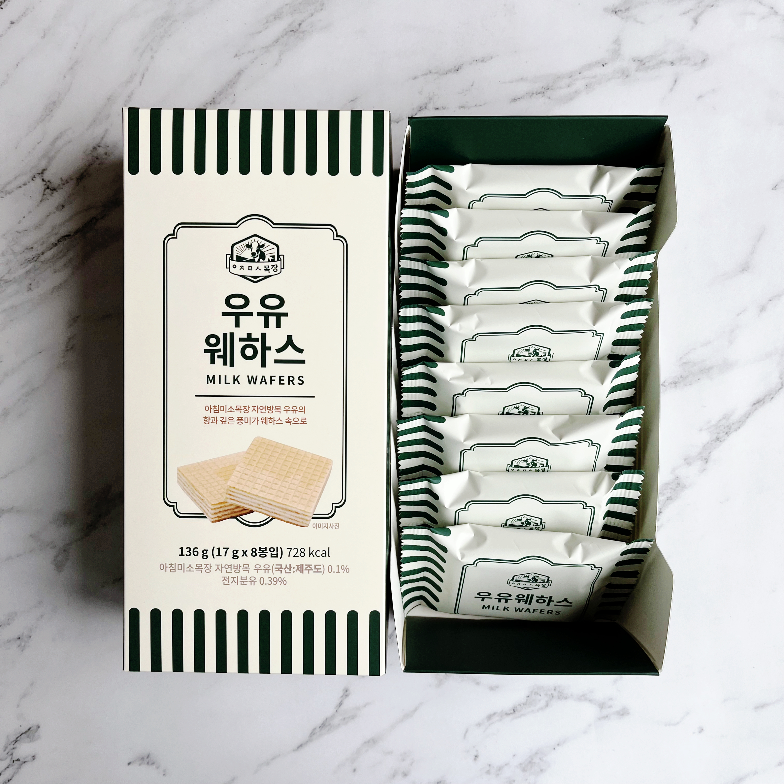 제주 우유웨하스 샌드 밀크 과자 제주도 기념품 간식 디저트 선물 제주특산품 아침미소목장