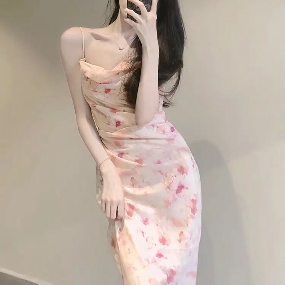 밍키베베 플라워 옆트임 셔링 롱 나시 원피스 M