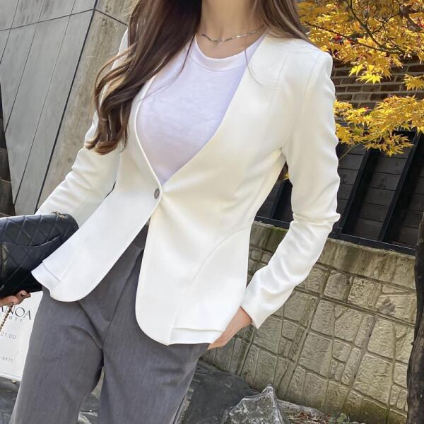 아트박스 옷자락 여자 캐주얼 격식 원버튼 긴팔 자켓