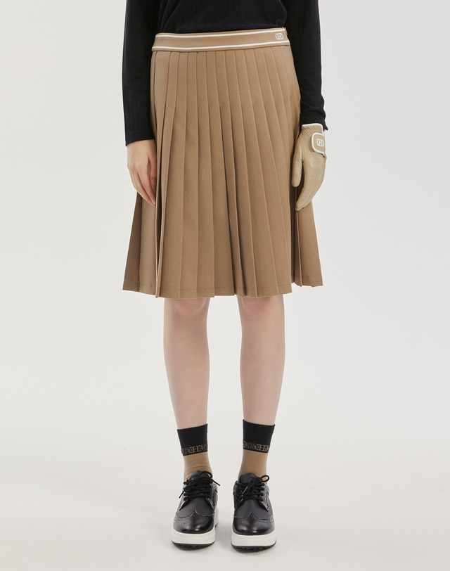헤지스골프 23FW 중기장 믹스 플리츠 스커트 25 HWSK3D731W1 064