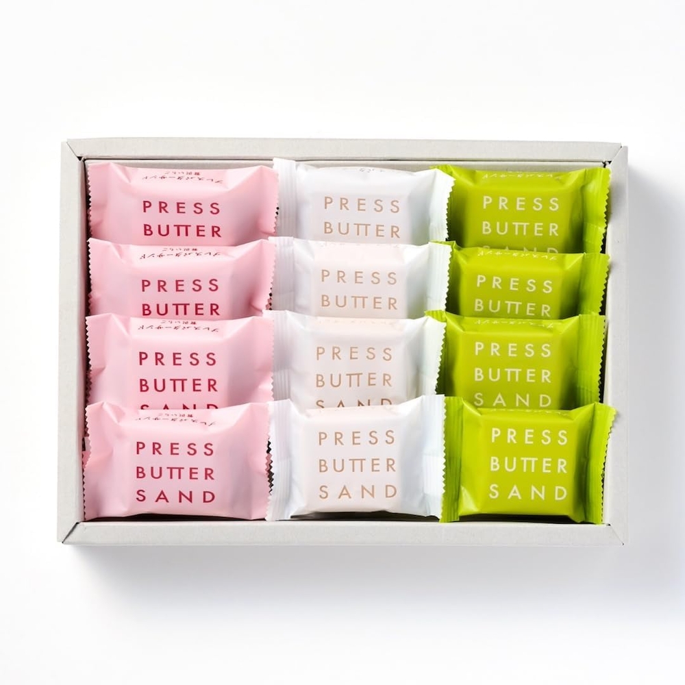 PRESS BUTTER SAND Butter Sandwich 프레스 버터 샌드 스트로베리 앤 우지 말차 12개입