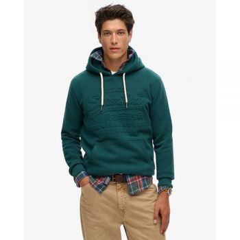 Superdry 슈퍼드라이 엠보스드 빈티지 로고 그래픽 후드티 - 퍼니스 그린