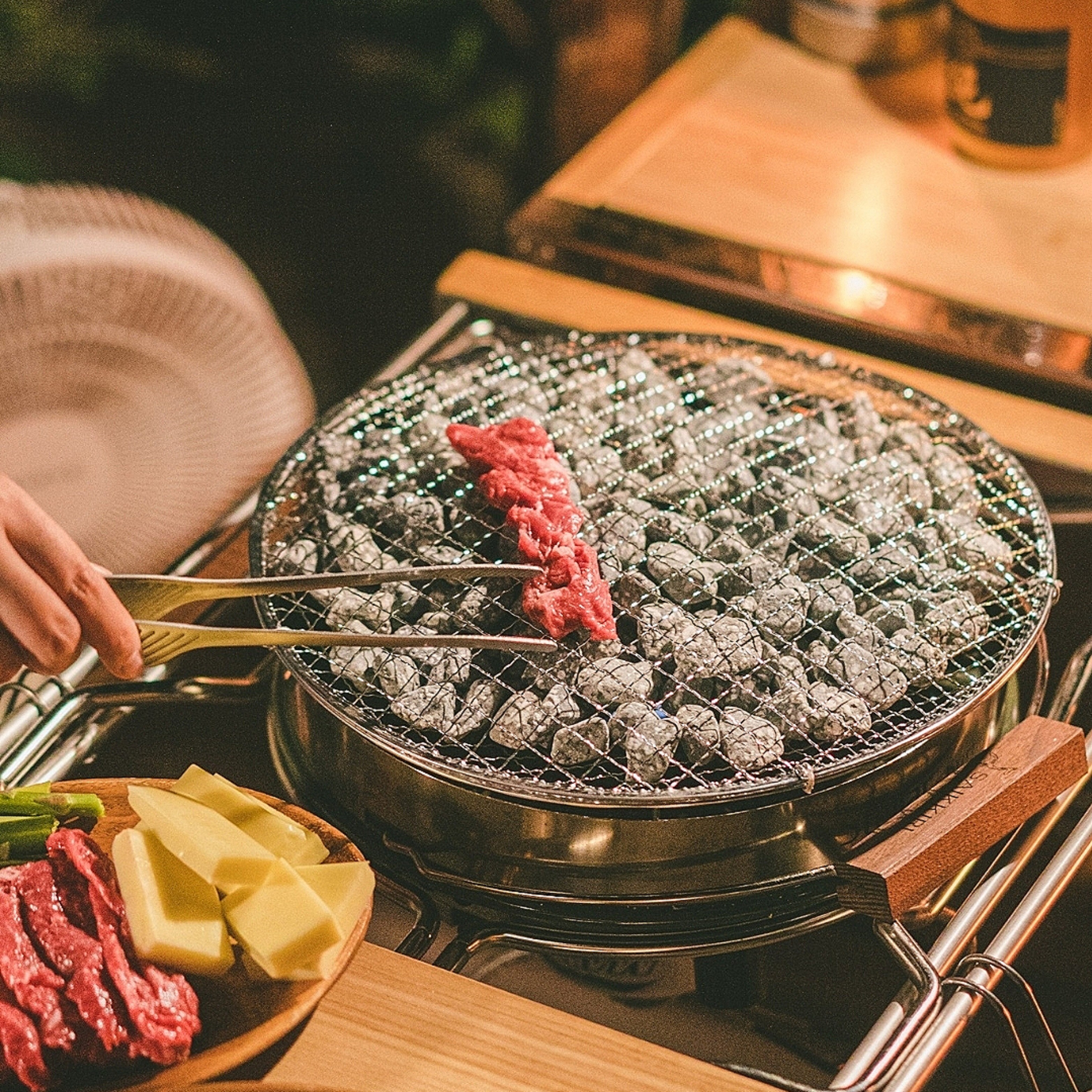 리빙플래너 천연 맥반석 석쇠 캠핑 그릴 바베큐 미니 불판