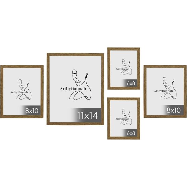 아트비한나 5팩 액자 세트 갤러리 벽 콜라주 장식 PC 11x14 1대 8x10 2대 6x8 2대추락 아트 프린트 추가