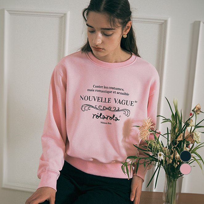 로라로라 로라로라 여성용 VINTAGE NOUVELLE LOGO 면 스웻셔츠 S