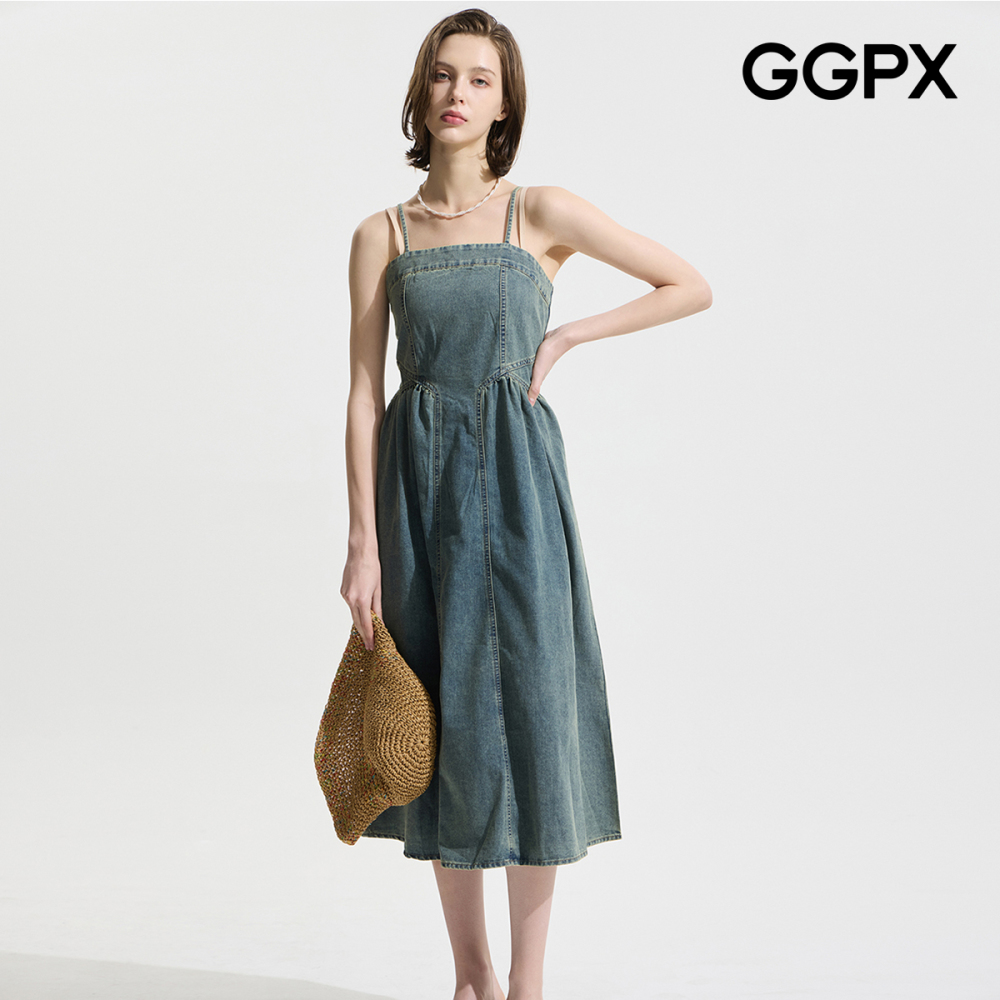 GGPX GGPX 빈티지 워싱 뷔스티에 데님 원피스 GP4OP061F