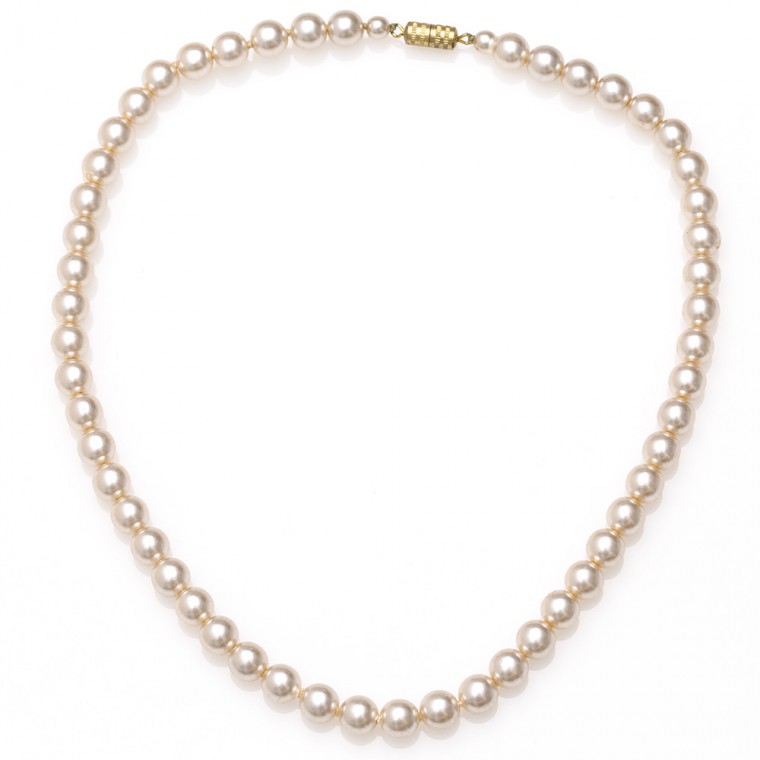 진주 비드 목걸이 체코산 크리스탈 흑진주 크림 crystal pearl A-2 비닐포장