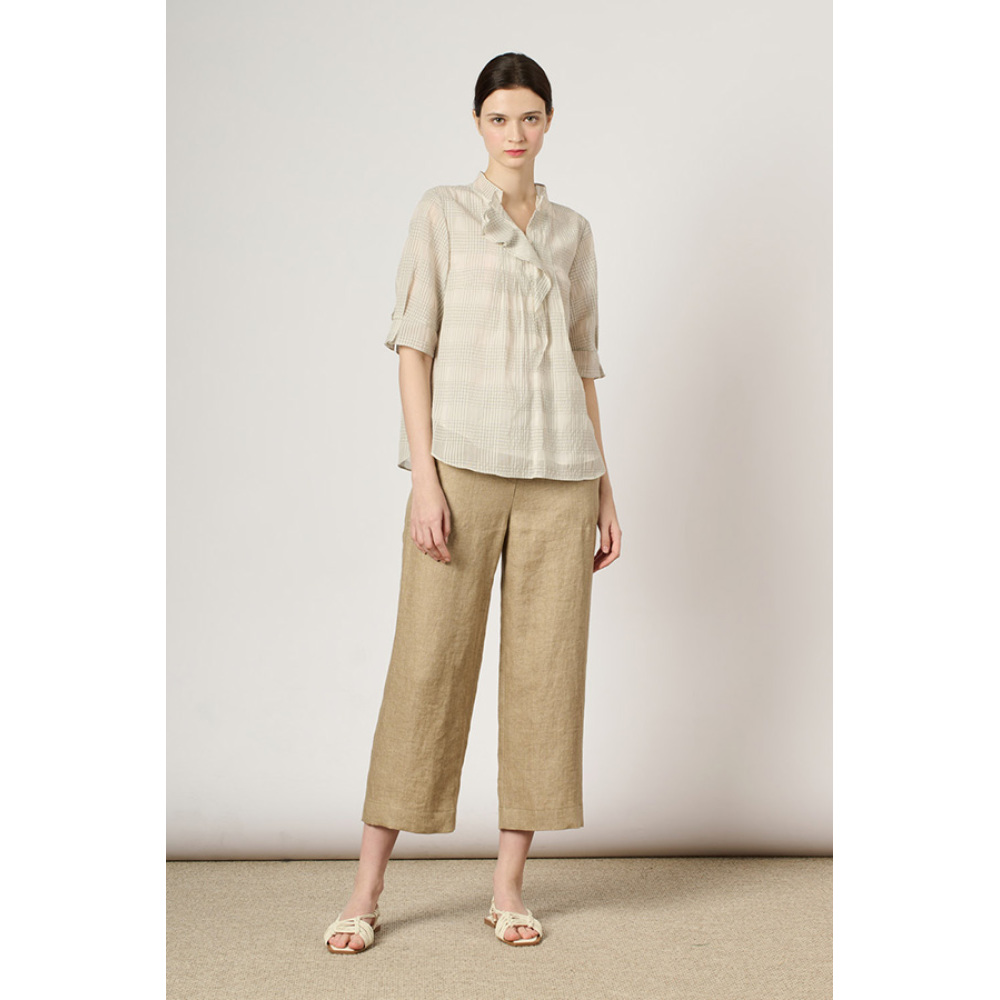 BCBG 비씨비지 BCBG 체크 프릴 블라우스 B4M4B422 426926